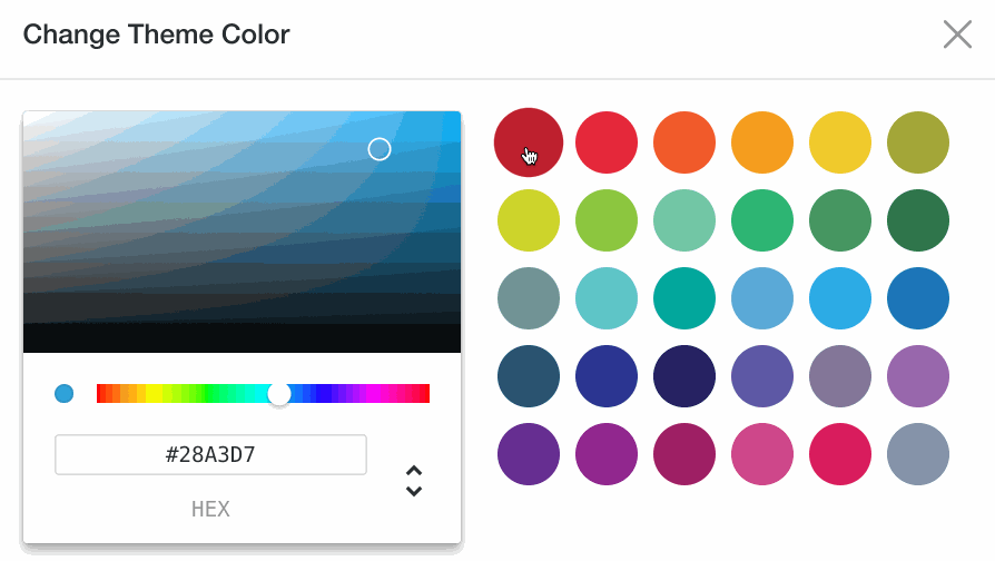 Preview of colour options available in bit for smart document customisation
