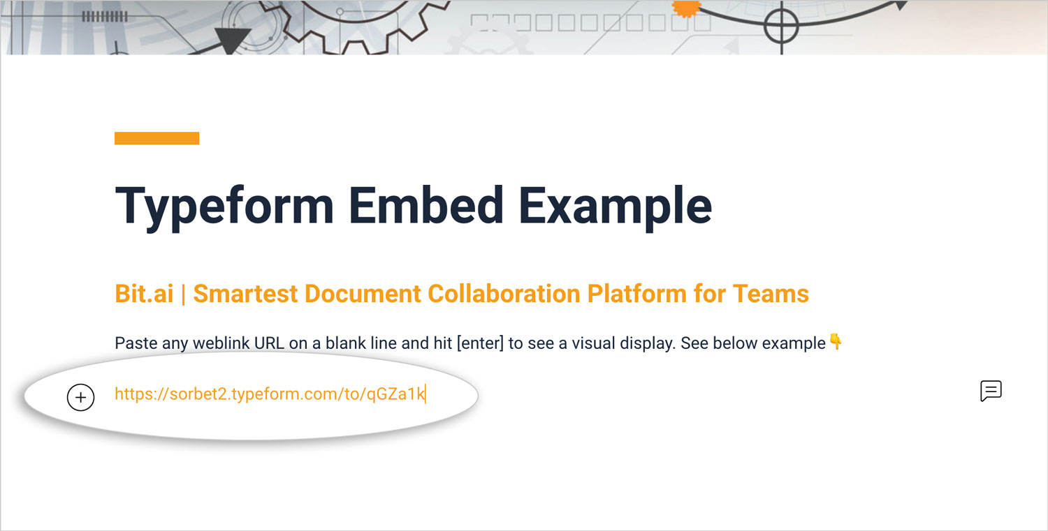 Preview of pasting typeform link in bit document