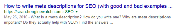 Searchenginewatch website's meta description example