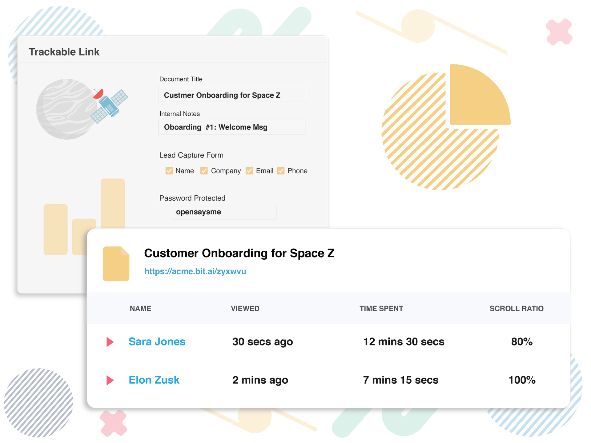 Trackable links in pdf infographic