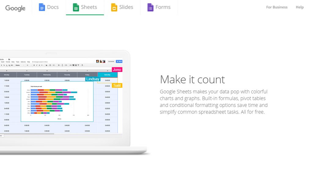 is google sheets free for business