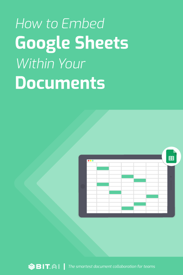 How to embed google sheets within your documents - Pinterest image