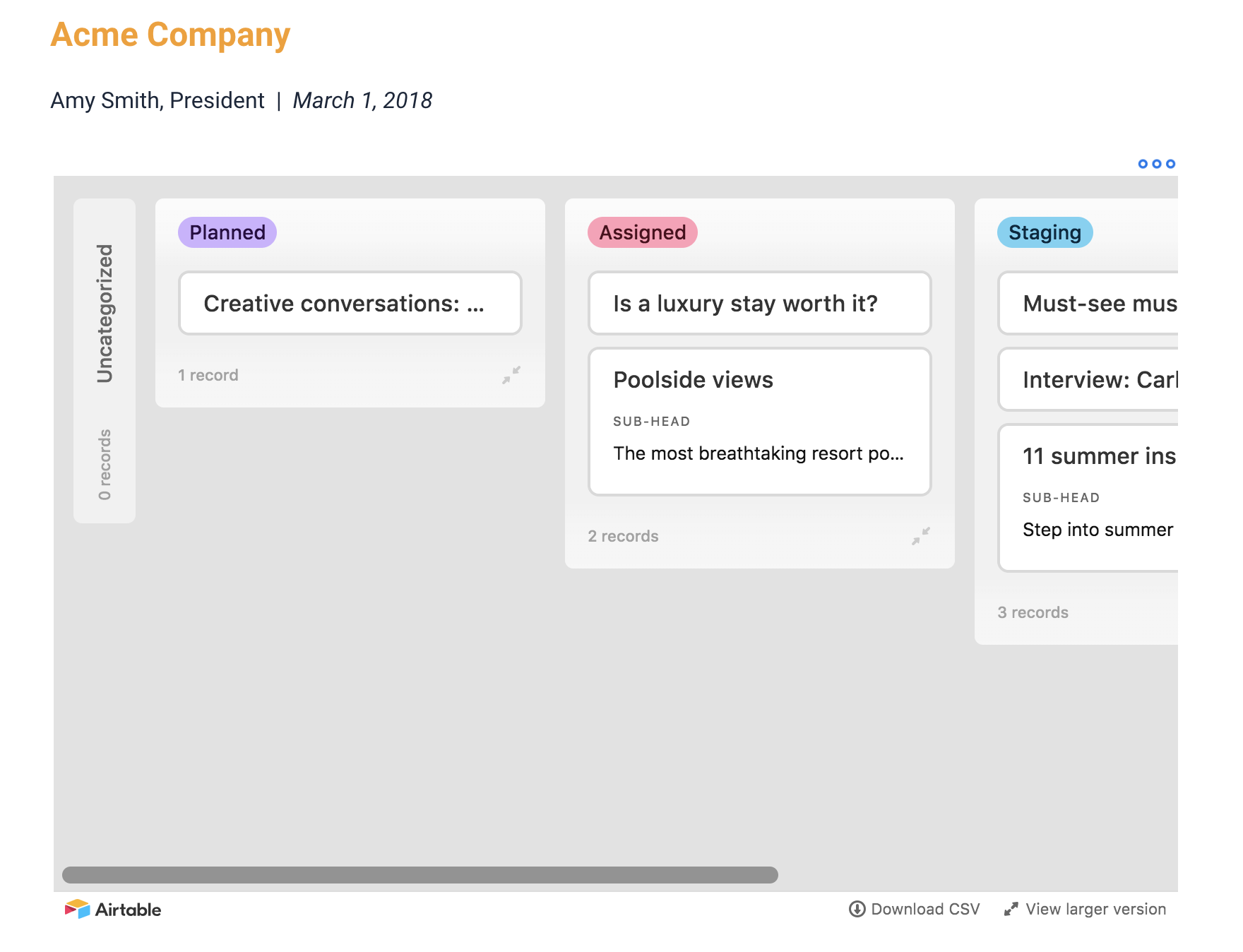 Preview of embedded kanban airtable in a bit document