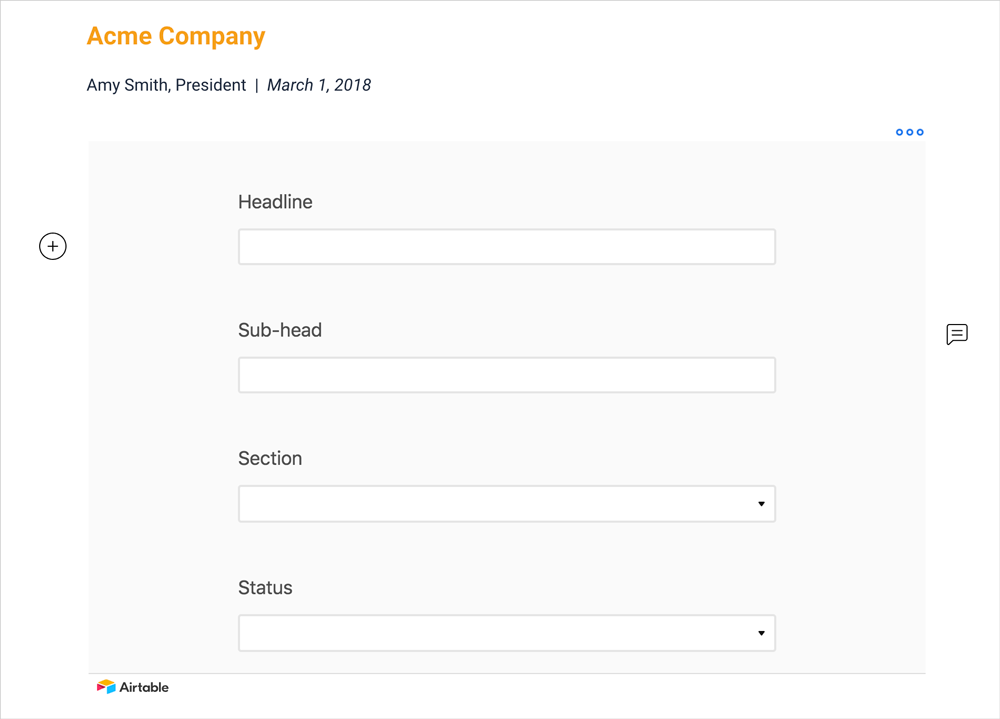 airtable form update record