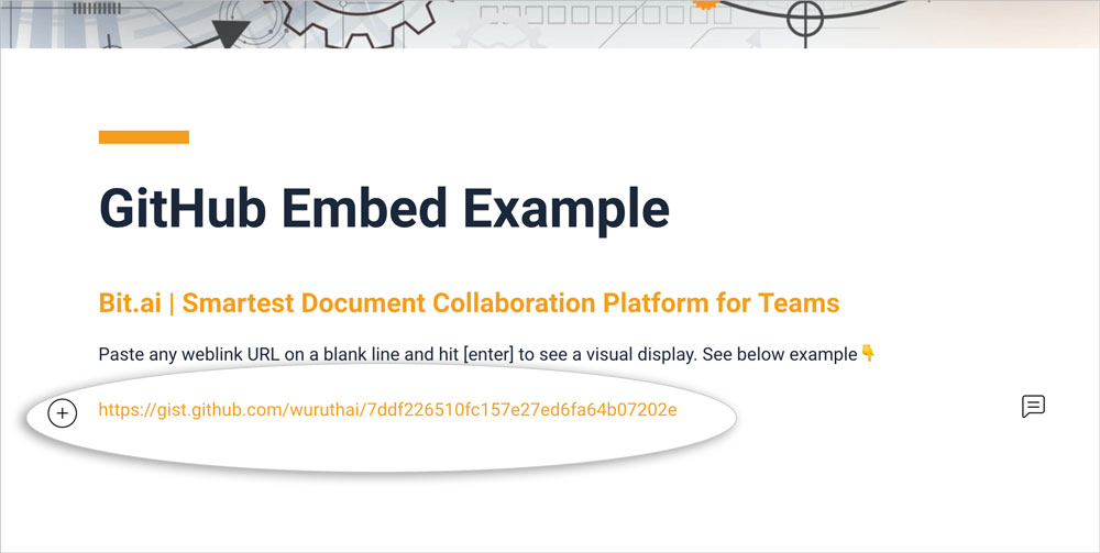 Preview of pasting github gist link in a bit document