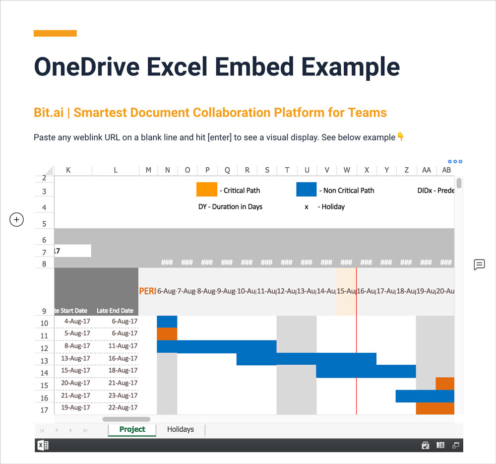 Preview of embedded OneDrive file in a bit document