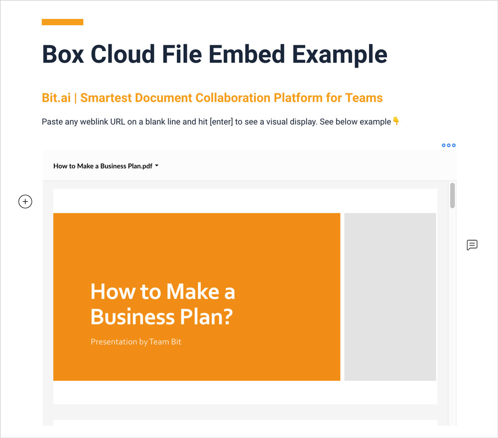 Preview of embedded box file in a bit document