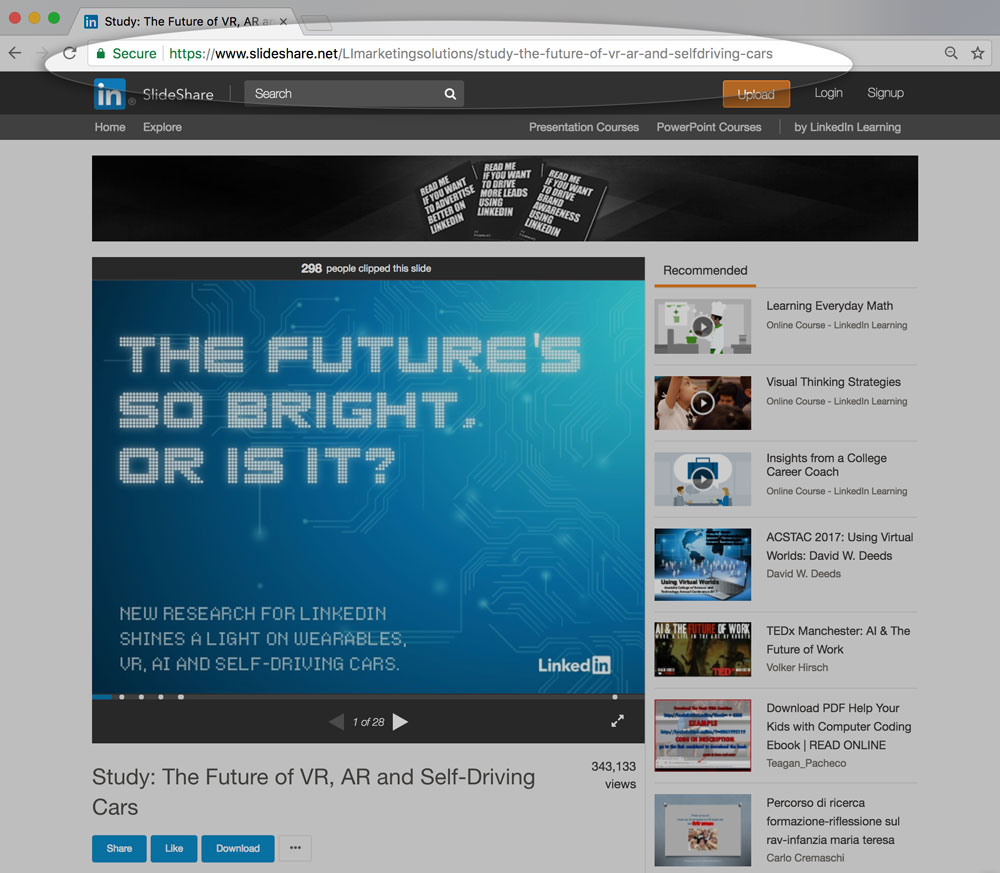 Preview of share button on slideshare dashboard