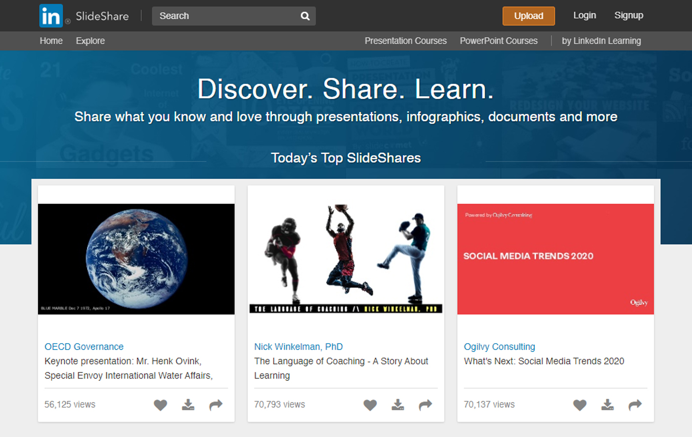 Slideshare dashboard