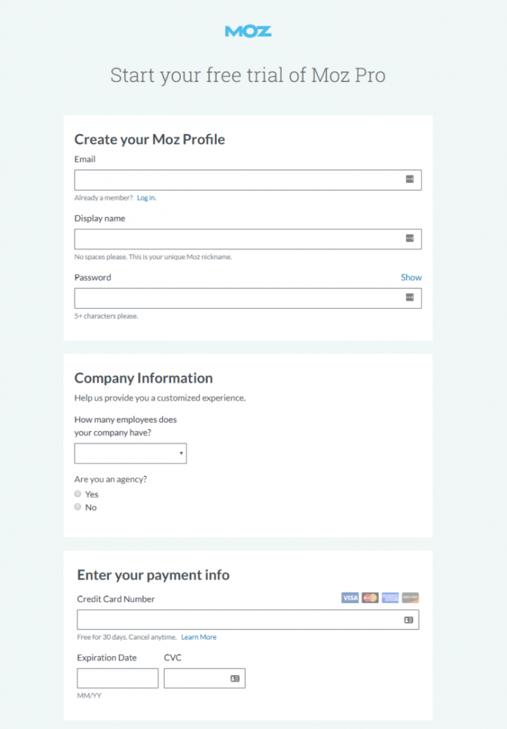 Moz pricing