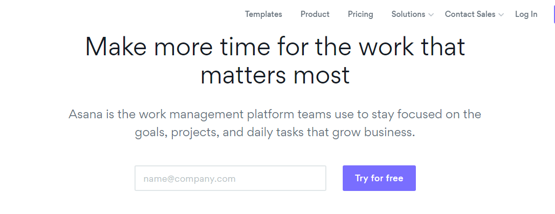 Asana tool for project management