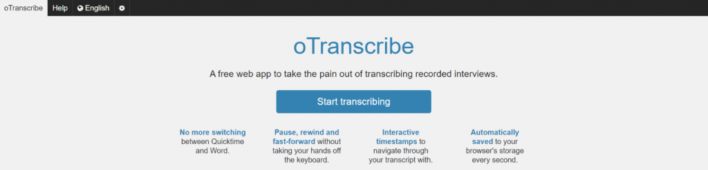 Otranscribe: Writing tool