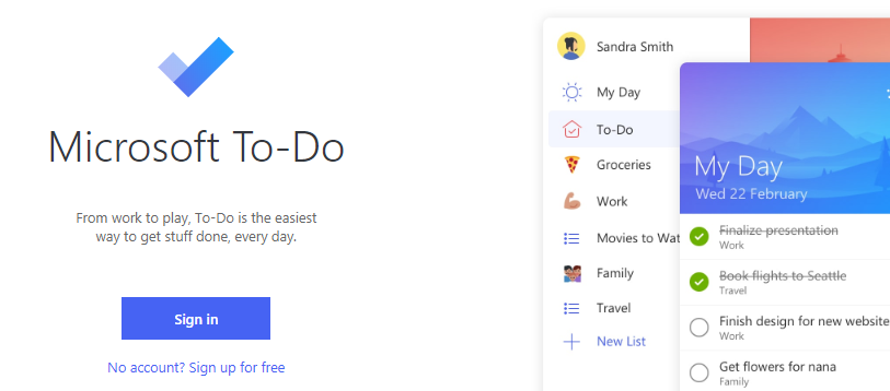Microsoft to do app for creating to do lists