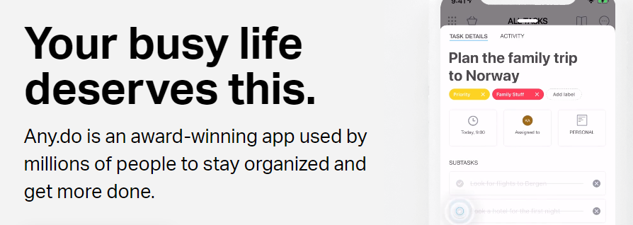 Create to do lists with Any.do app