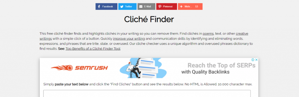 Cliche finder: Writing tool