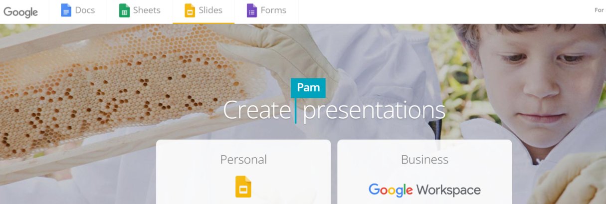 Google slides homepage