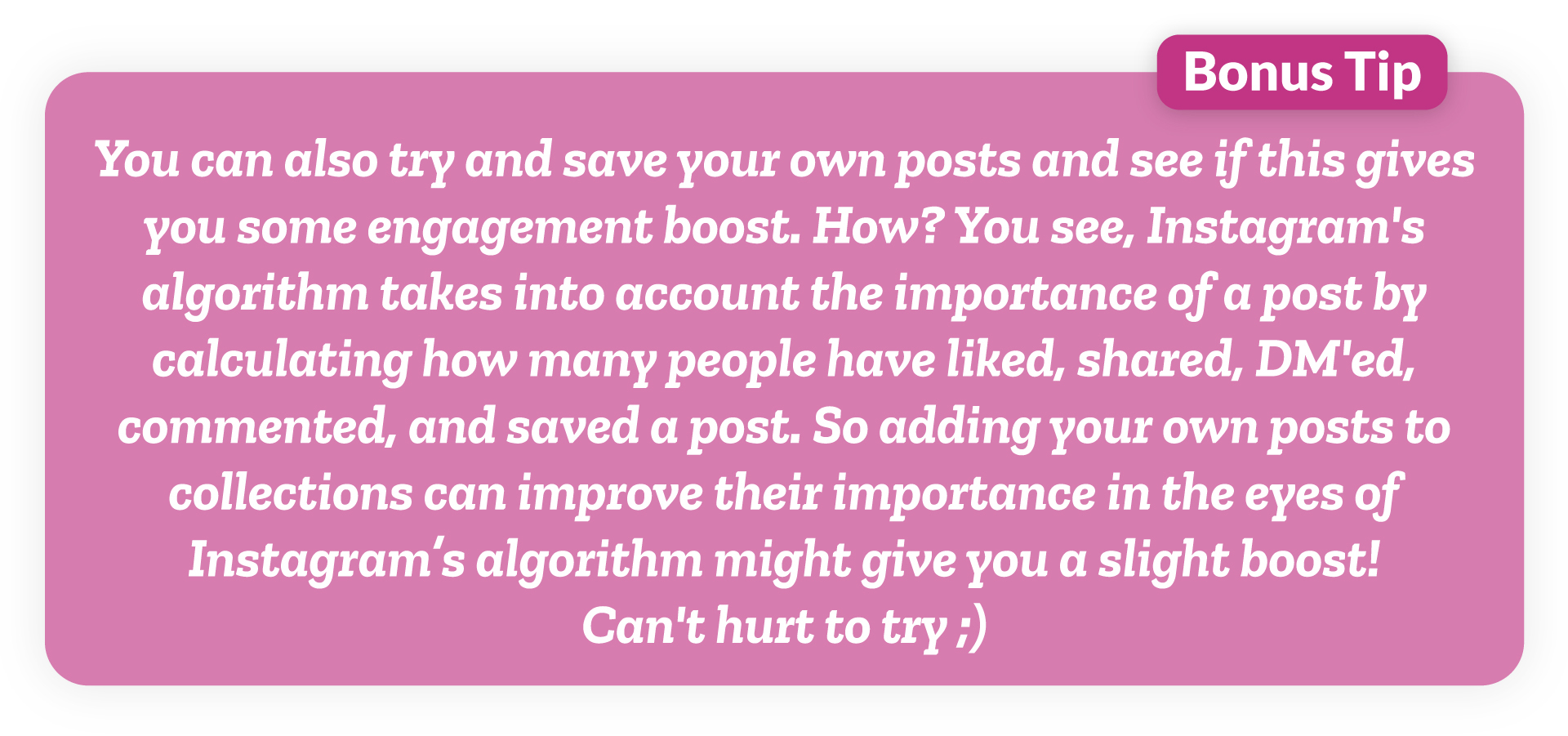 Bonus tip banner on bookmarking instagram's posts