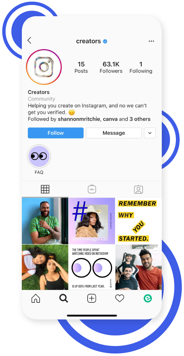 Instagram creator's account's dashboard