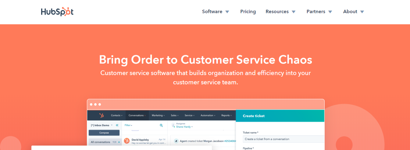 Hubspot's customer service software