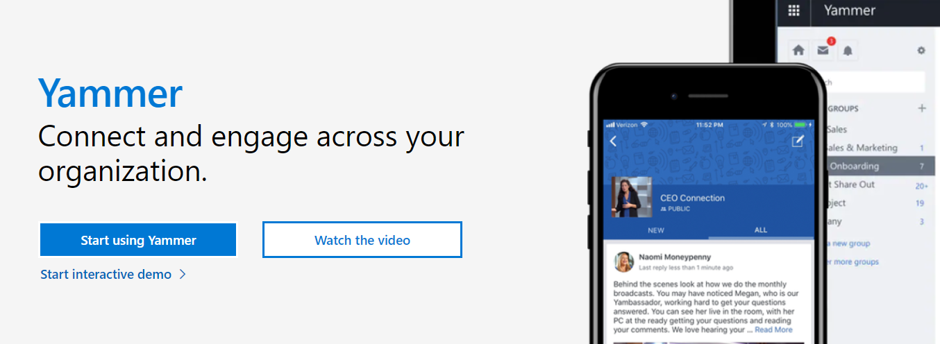 Yammer : A tool for internal communication between employees