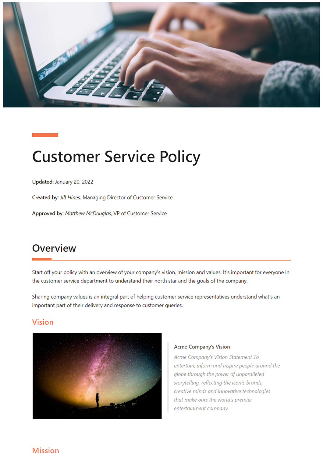 Online Customer Service Policies