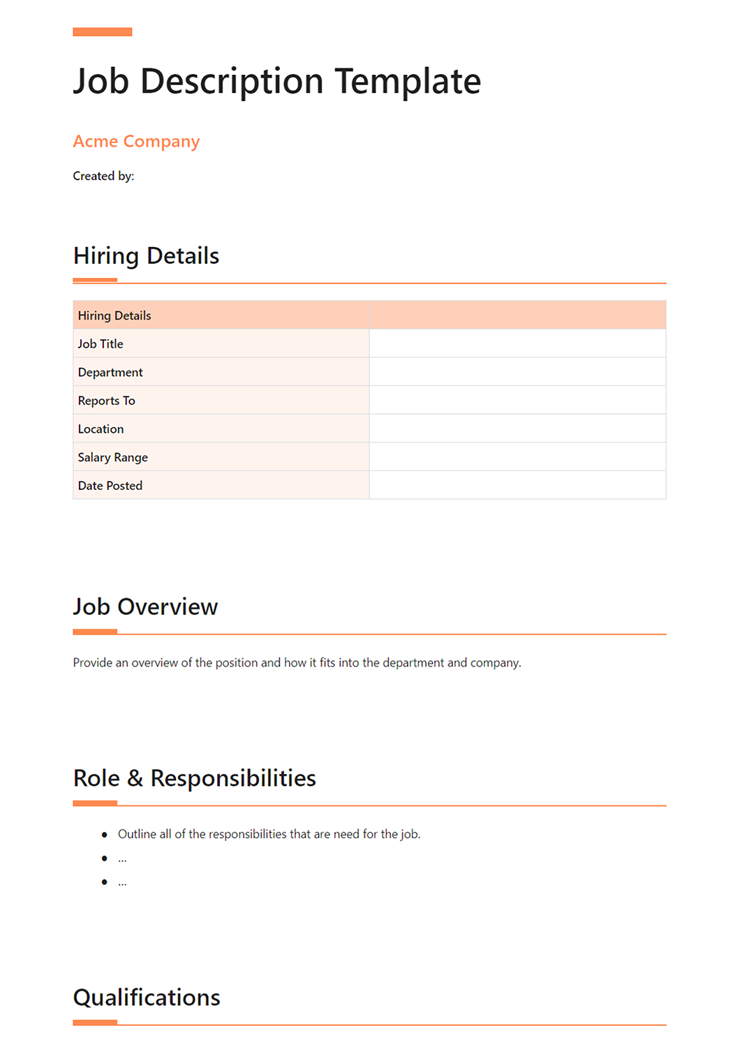 How To Write Up A Job Description Template at sasfrustrateblog Blog