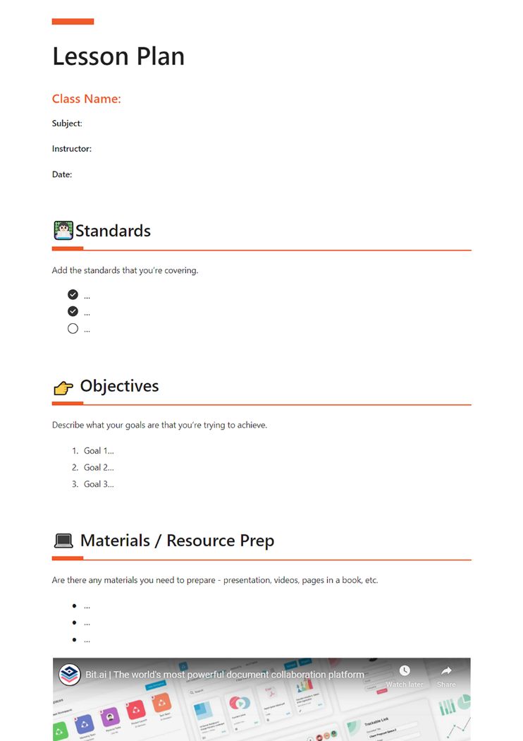 Lesson plan template