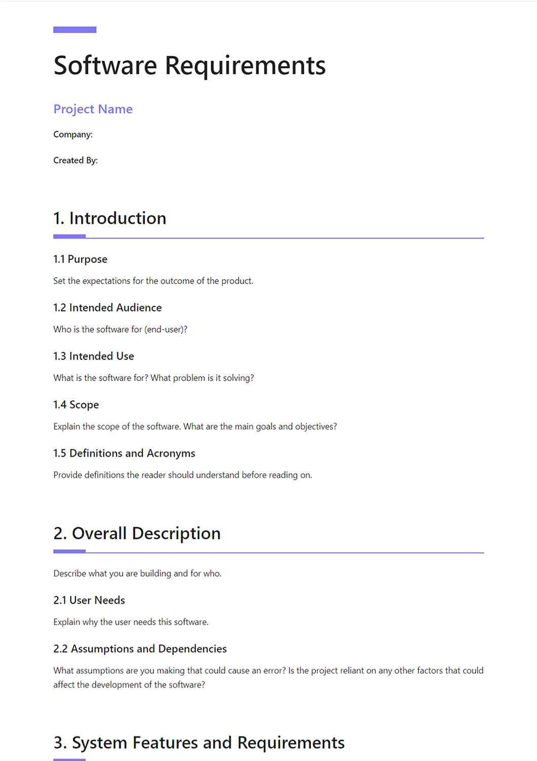 Software Requirements Document Definition Steps And Template Included 