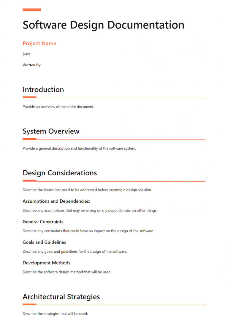 Detailed Design Document Template Download Free