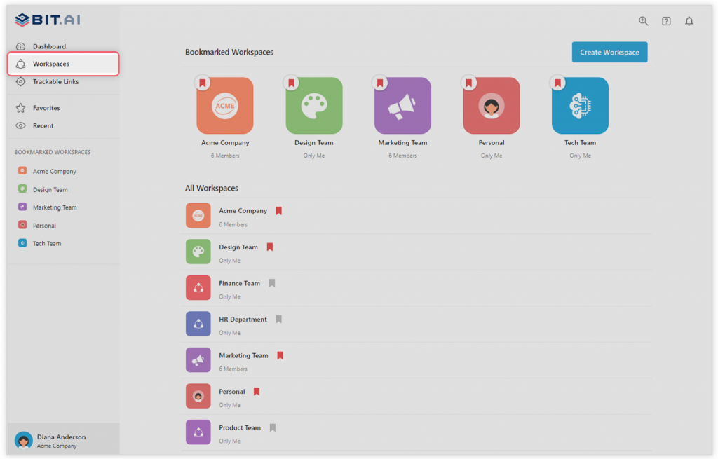 Preview of creating a workspace for sales team