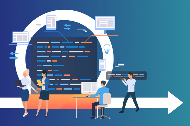 Empleados creando una lista de requisitos de software