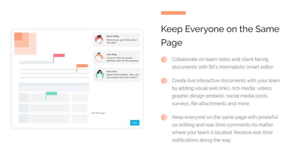 Create and collaborate in documents in real time