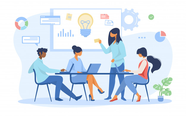 A team discussing a RFP document