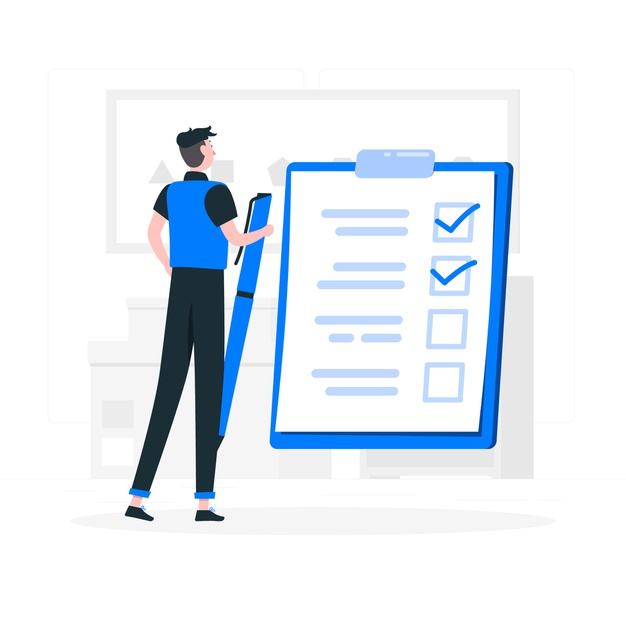 An employee creating checklist for operational plan