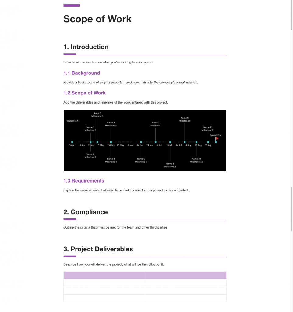 Scope of work template 