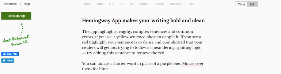 Hemingway: App for writing a book