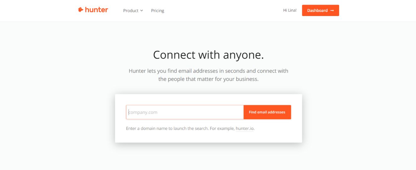 Hunter.io: Sales tool for prospecting