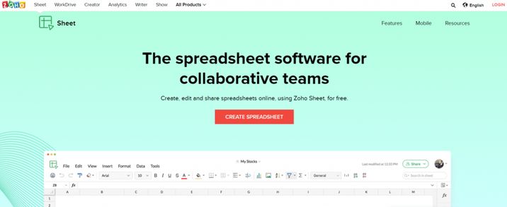 Zoho sheets: Microsoft excel alternative