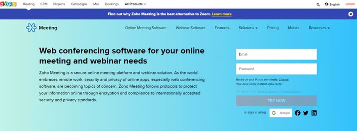 Zoho meeting: Zoom alternative and competitor