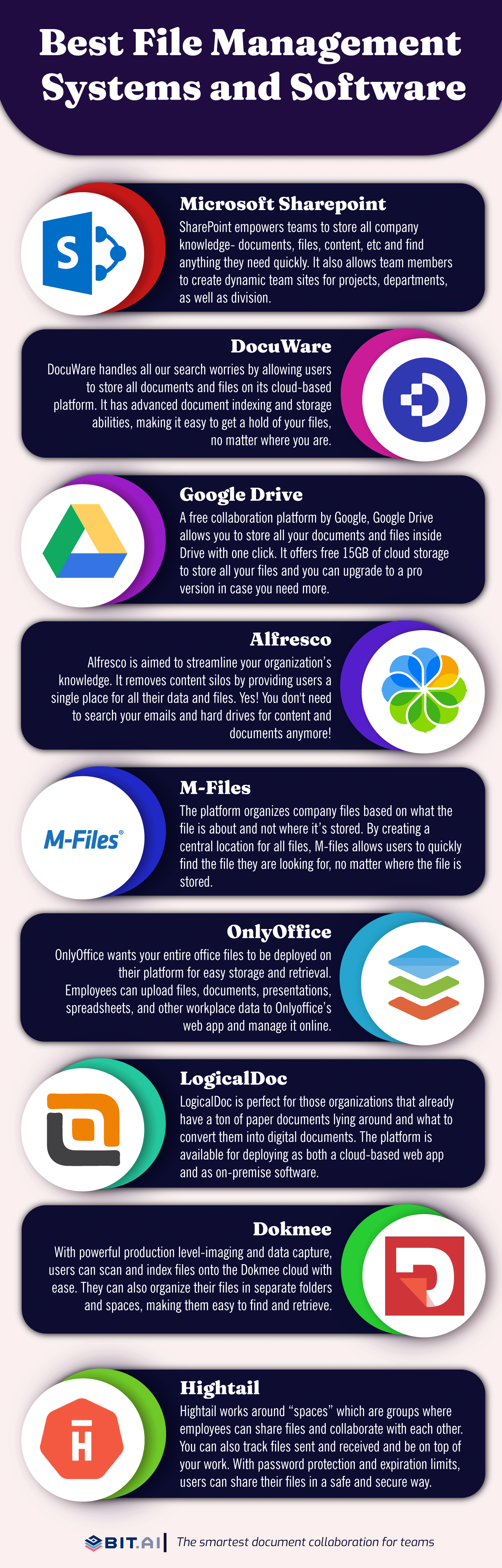 File management systems and software infographic