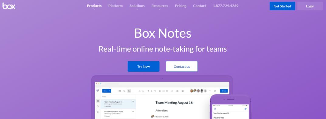 Box notes: Collaborative document editing software