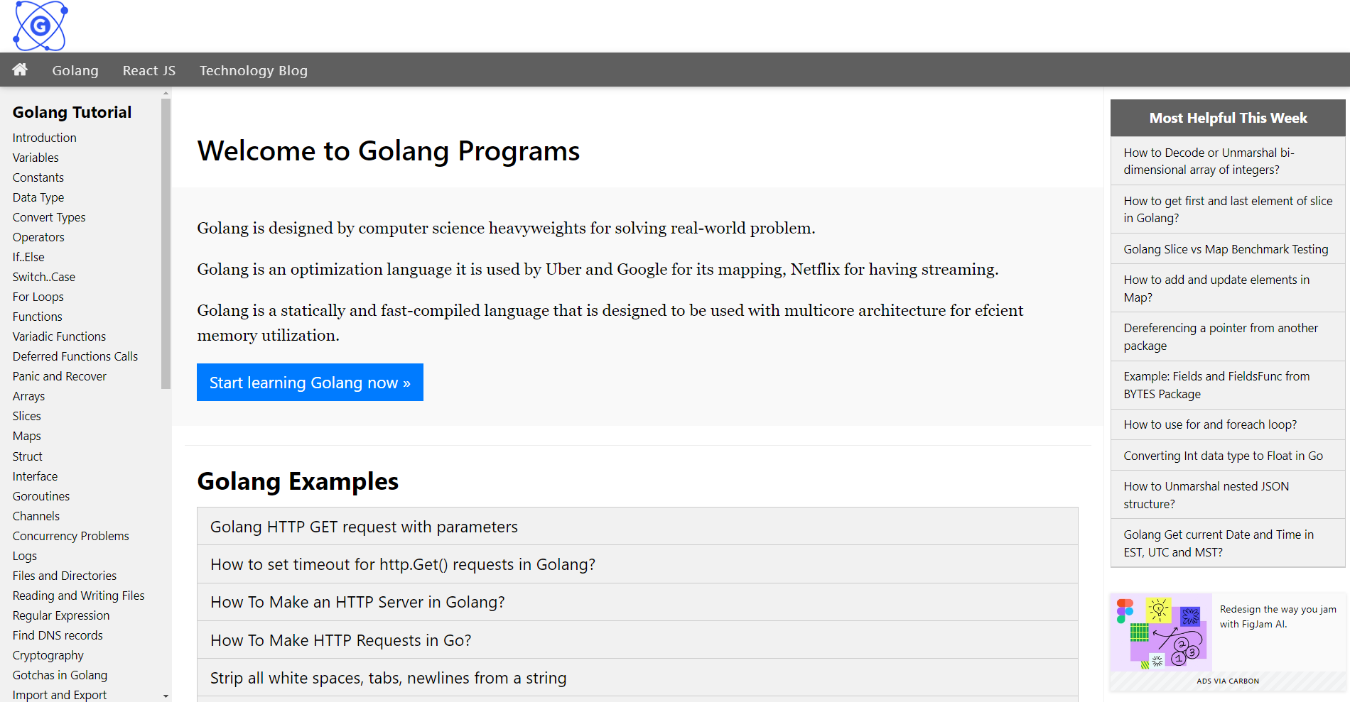 Golang Programs: Programming blog and website