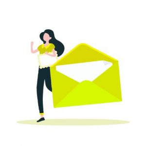 A lady creating a business letter