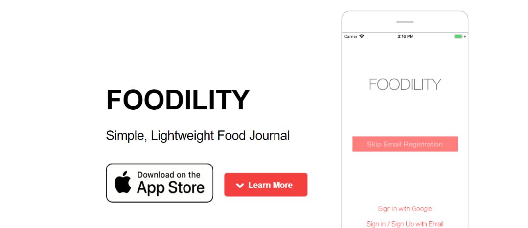 Foodility app: Journal and Diary App
