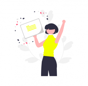 A lady in Yellow Outfit holding a Cover Letter