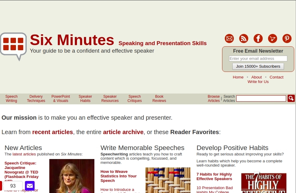 Six minutes: Presentation blog and website