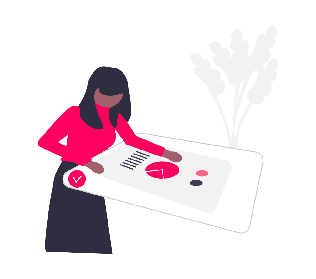 A lady creating a business report