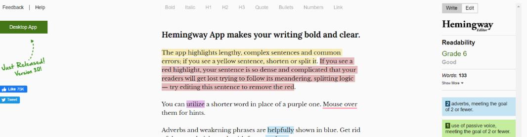 Hemingway: Grammarly Alternative and Competitor