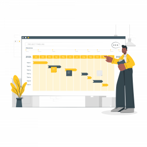 An employee with a project timeline