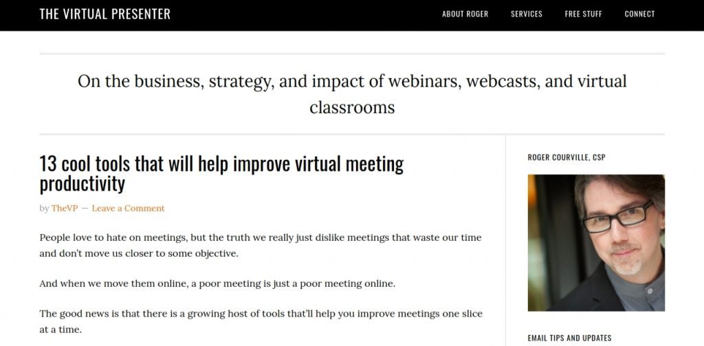 The virtual presenter: Presentation blog and website